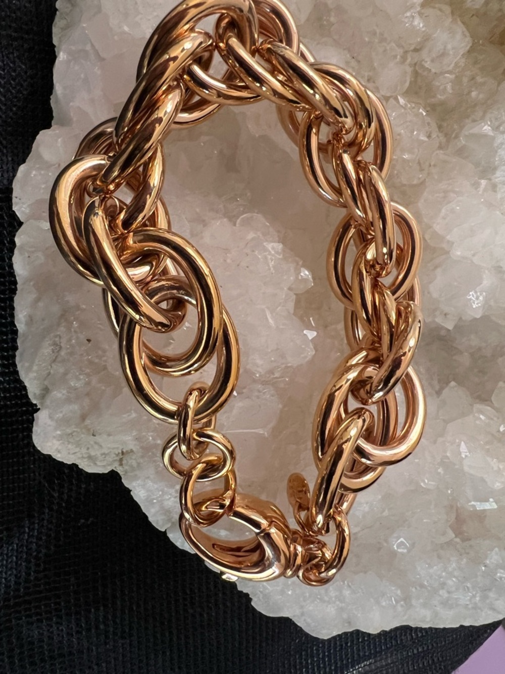 Luxury Italian Bronze Roll Link Bracelet; rose gold-tone, designer statement